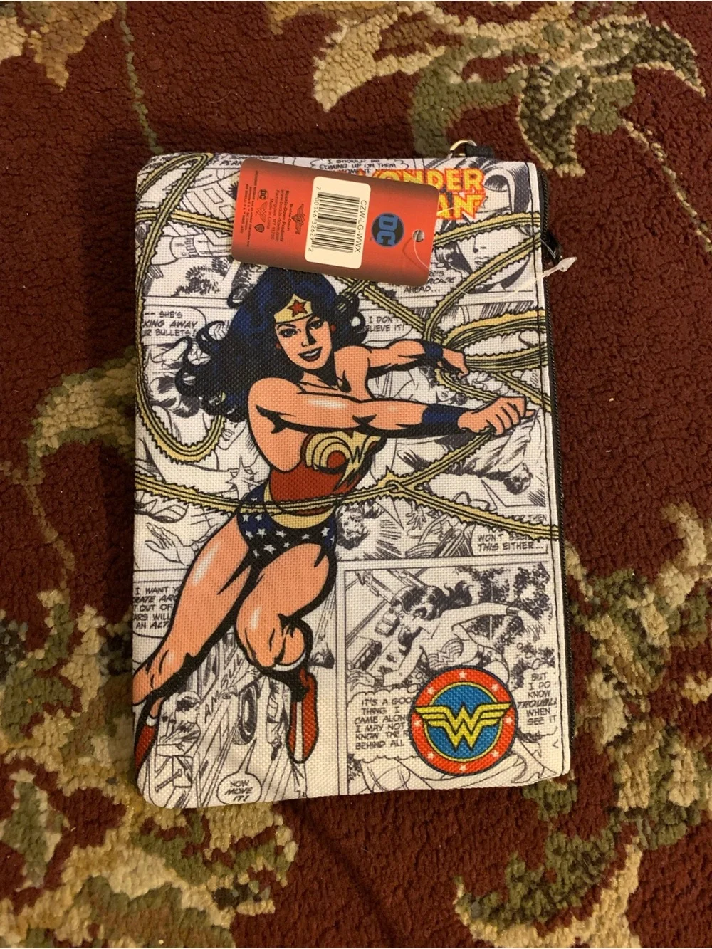 DC Wonder Woman Comic Pouch Red, Blue, White, Gold NWT